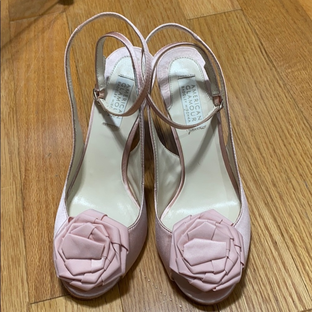 American Glamour Badgley Mischka Pink Heels Size 7 - Picture 2 of 13